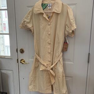 Disney Tinkerbell Cream Button-Up trench coat with Belt sz XXL NWT